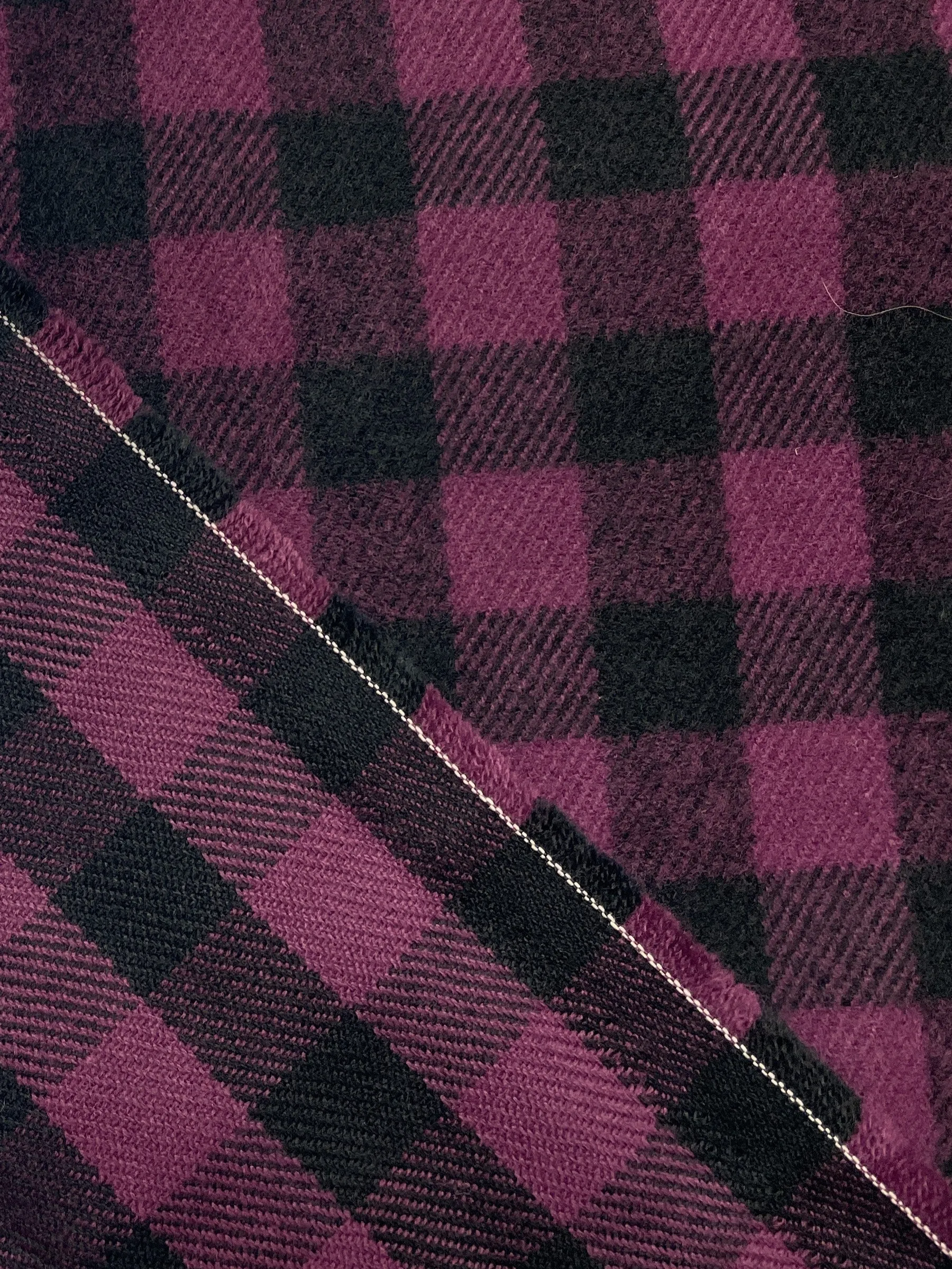 1 3/4 YD Polyester Yarn-Dyed Plaid - Purple and Black