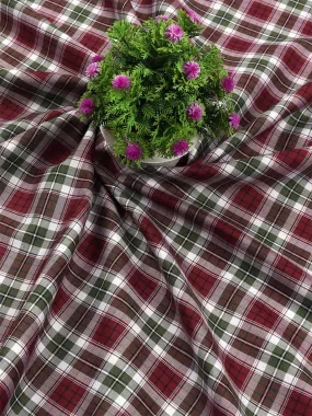 100%Cotton Purple & Green Checked Shirt Fabric Cascade