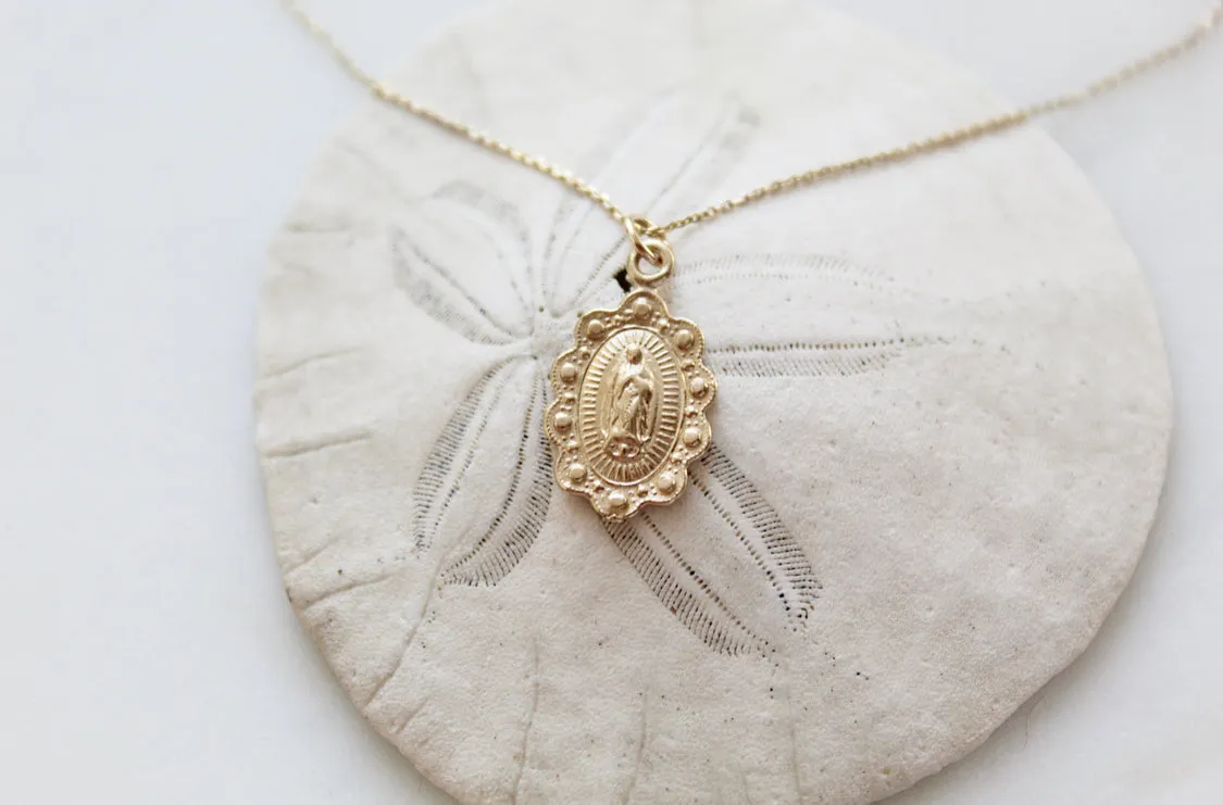 14k Gold Our Lady of Guadalupe Necklace