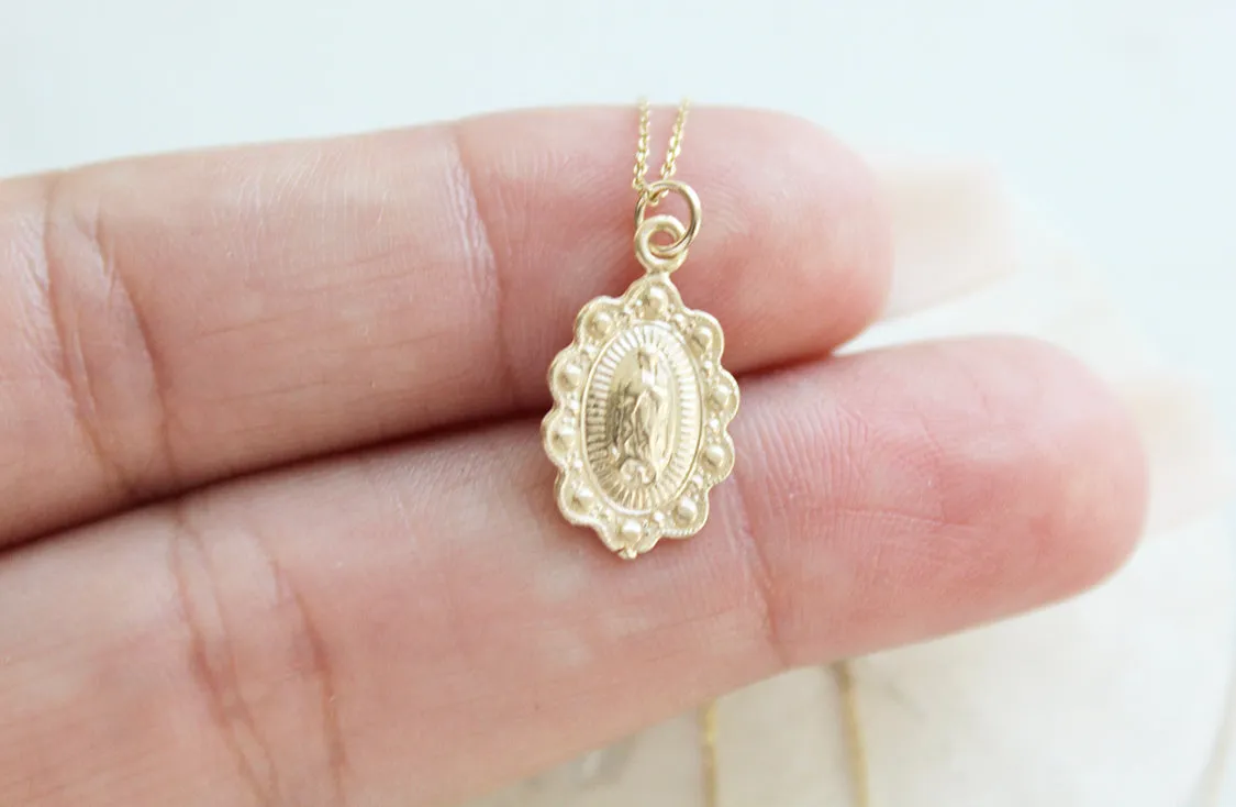 14k Gold Our Lady of Guadalupe Necklace