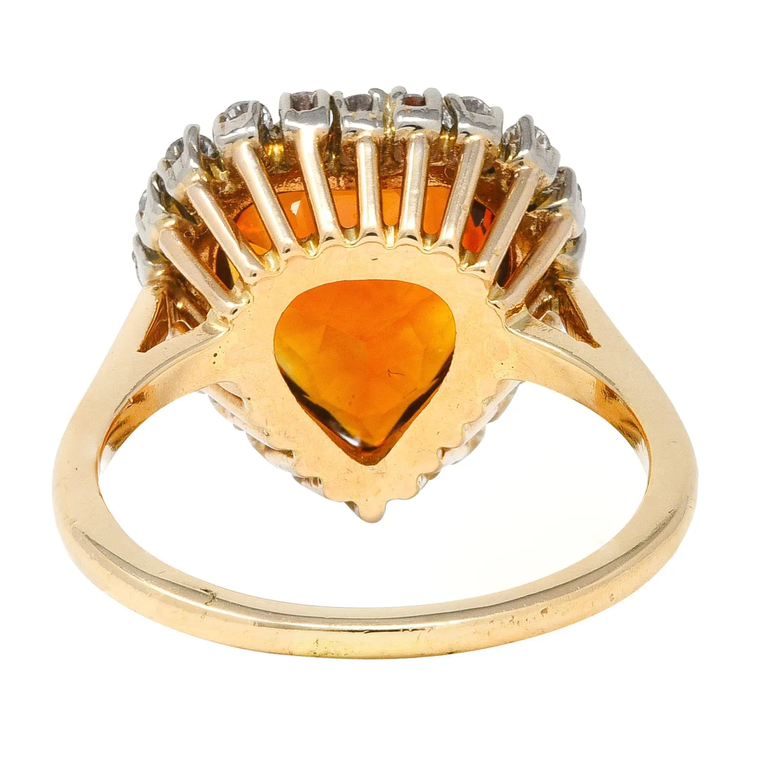 1964 F. & F. Felger Citrine Diamond 14 Karat Two-Tone Gold Heart Halo Ring