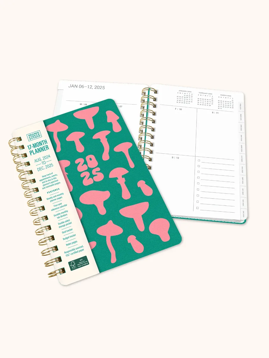 2025 17-Month Planner - Shroom Silhouettes