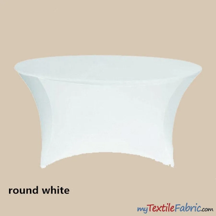 5ft Diameter Round Spandex Tablecloth - fits 60" Diameter Tables | Sold by the Piece or Wholesale Box |