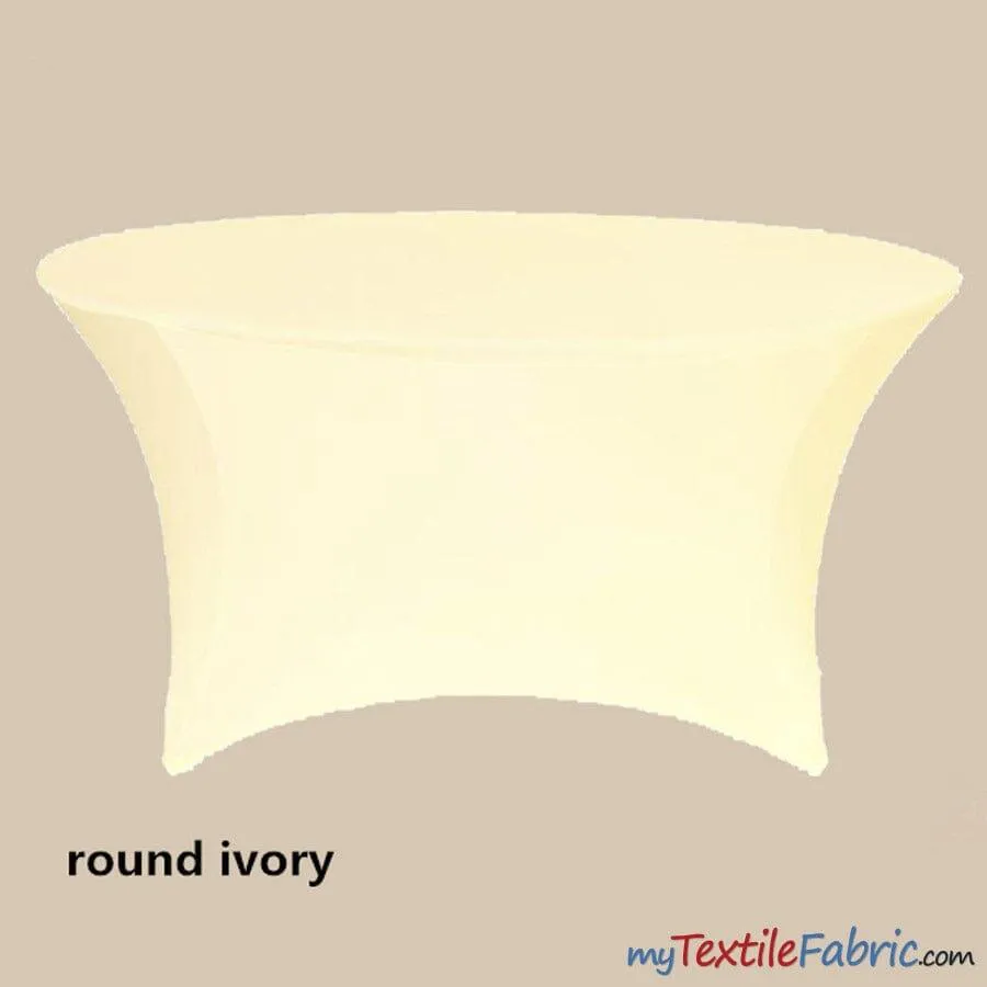 5ft Diameter Round Spandex Tablecloth - fits 60" Diameter Tables | Sold by the Piece or Wholesale Box |