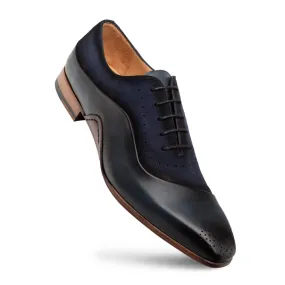 AFFARI MEDALLION TOE OXFORD-Navy/Blue | Mezlan