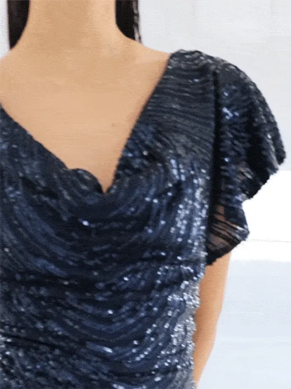 Anova Navy Sequin Gown