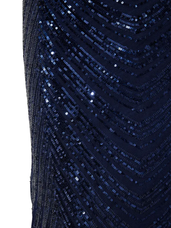 Anova Navy Sequin Gown