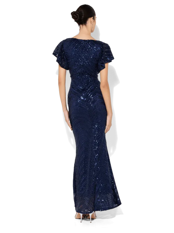 Anova Navy Sequin Gown