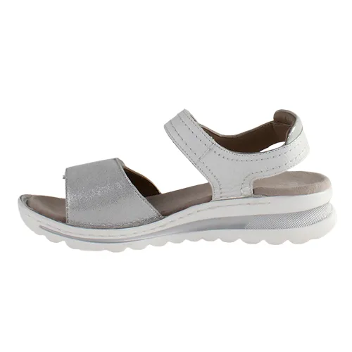 Ara Ladies Velcro Sandals - 47207 - White/Silver