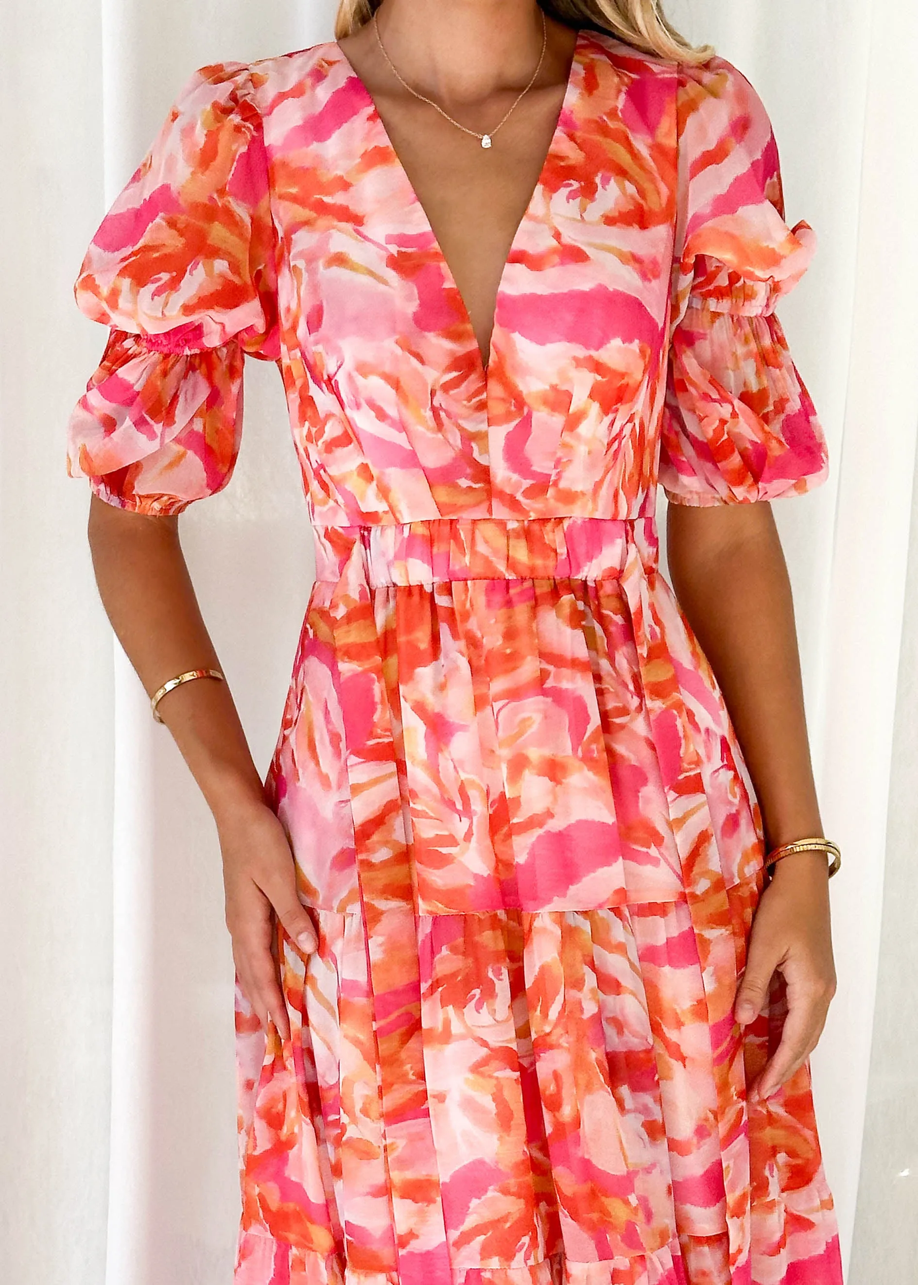 Armella Maxi Dress - Peach Swirl