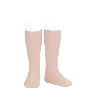 Basic Rib Knee High Socks - Old rose