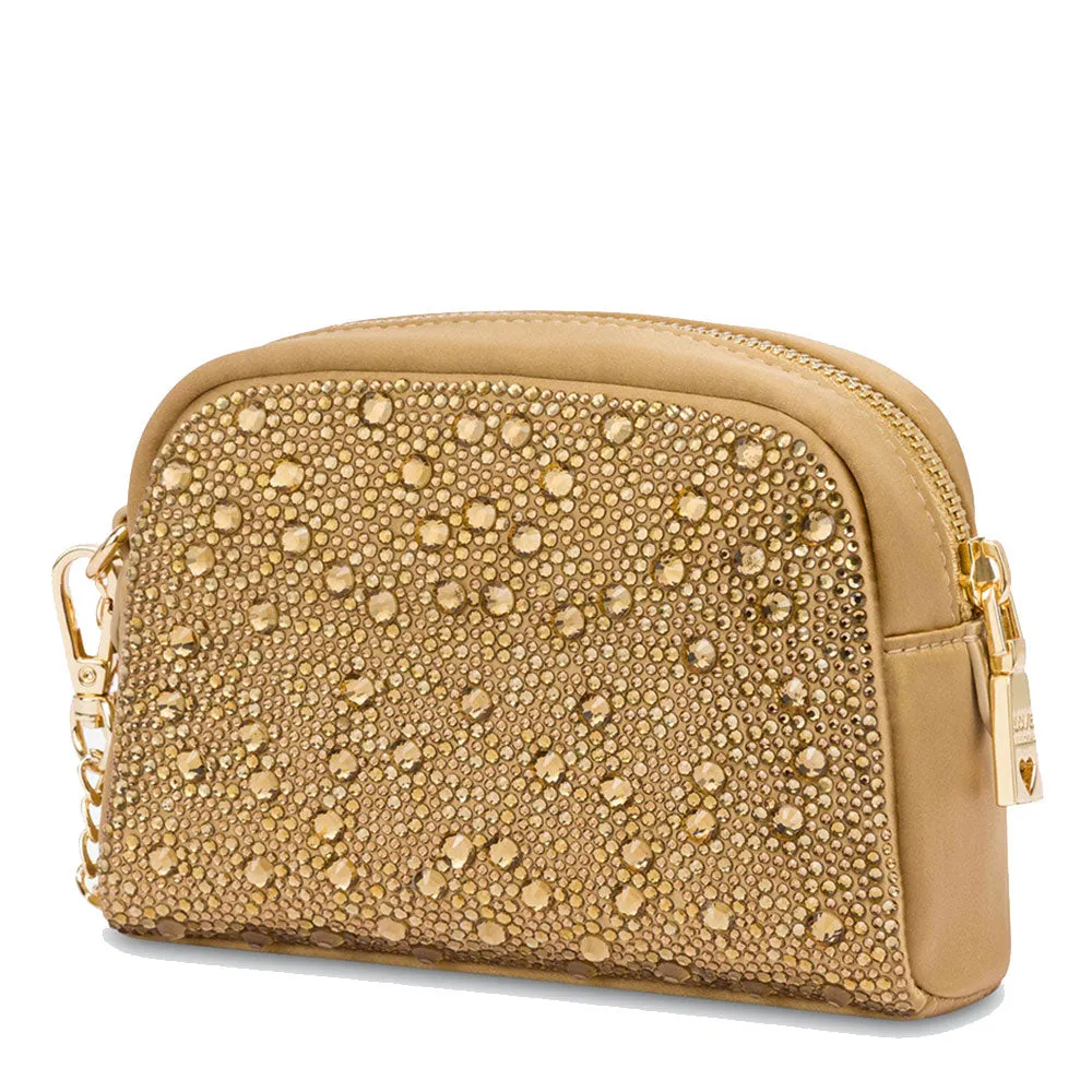 Beauty Case con Strass LOVE MOSCHINO linea Gift Capsule colore Oro