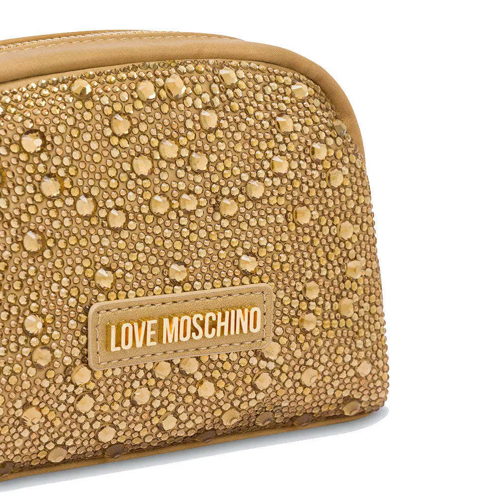 Beauty Case con Strass LOVE MOSCHINO linea Gift Capsule colore Oro