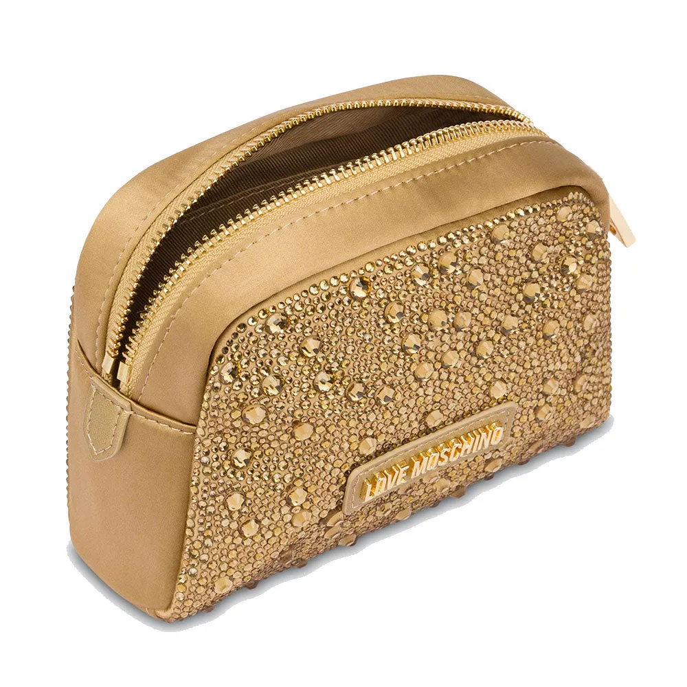 Beauty Case con Strass LOVE MOSCHINO linea Gift Capsule colore Oro