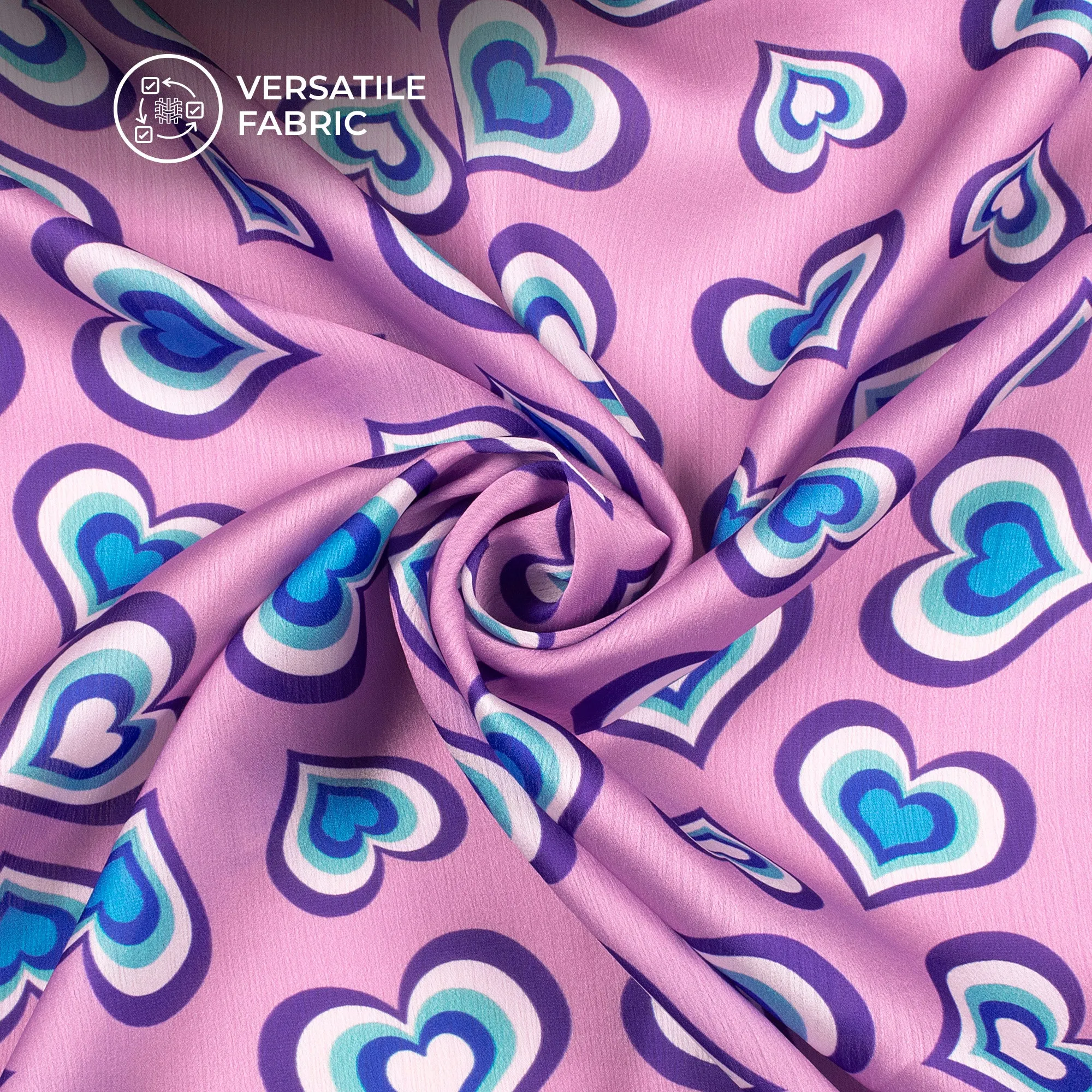 Bestselling Hearts Digital Print Chiffon Satin Fabric