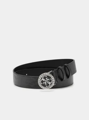 Black Aida Logo Buckle Belt