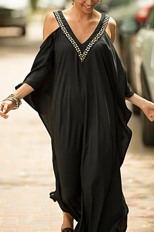 Black And Gold Kaftan Evening Dress