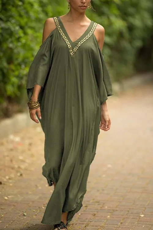 Black And Gold Kaftan Evening Dress