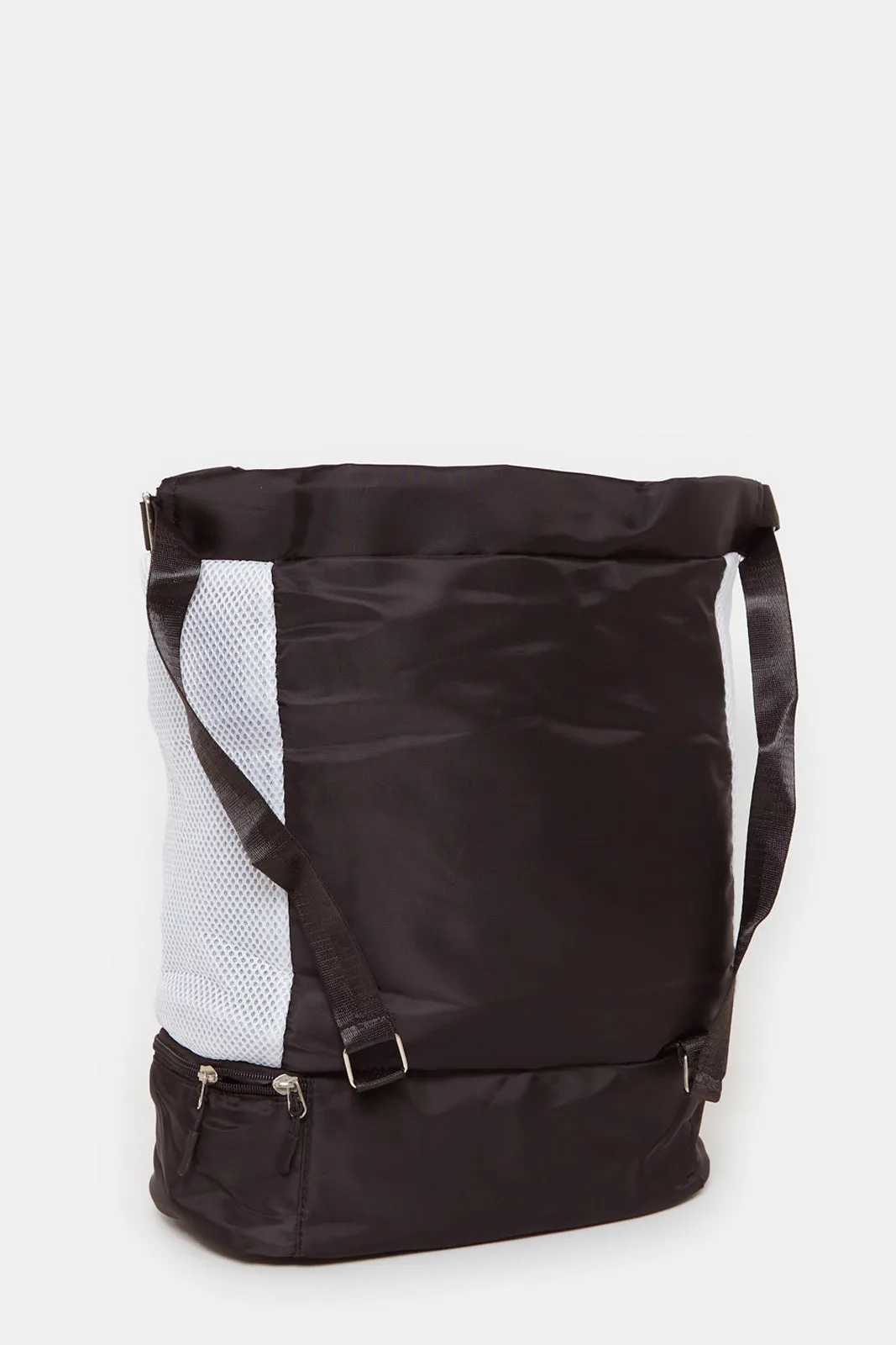 Black Printed Drawstring Backpack