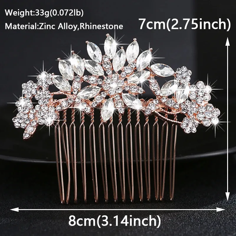 Bridal Wedding Hair Accessories Crystal Hair Combs Clips Jewelry for Women Rhinestone Bride Headpiec Party Bridesmaid Gift