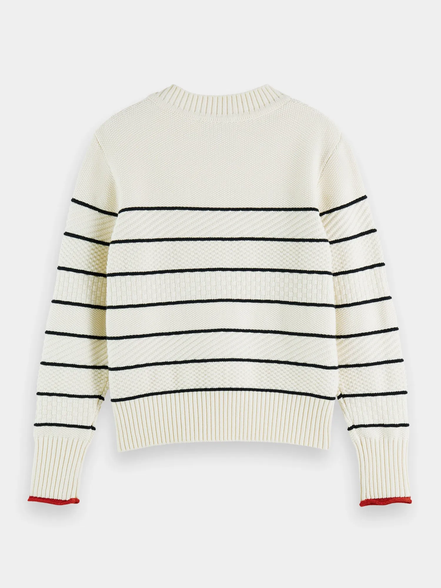 Button shoulder striped pullover