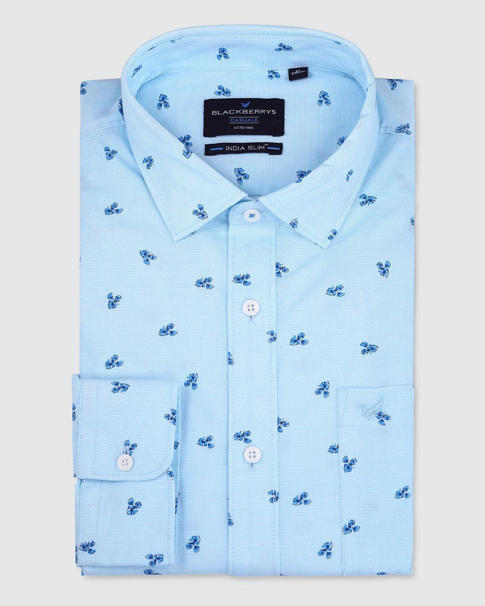 Casual Azul Blue Printed Shirt - Harren