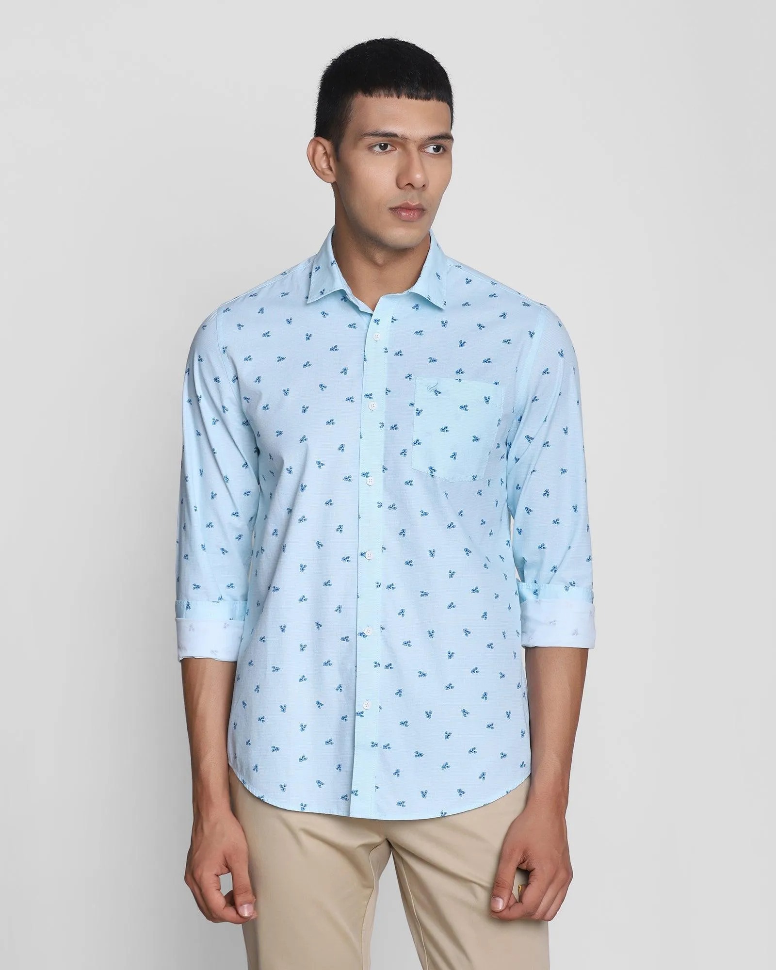 Casual Azul Blue Printed Shirt - Harren