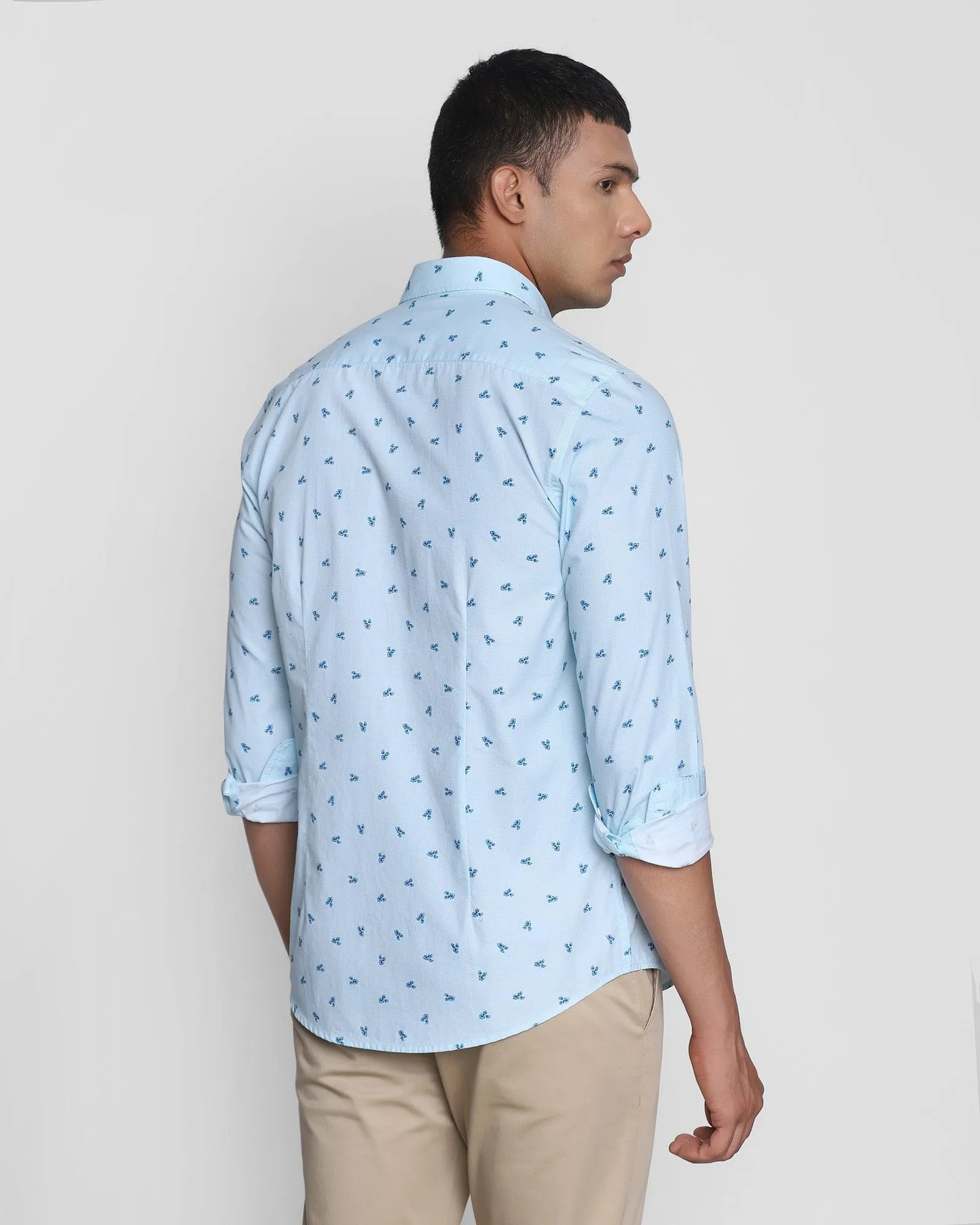 Casual Azul Blue Printed Shirt - Harren