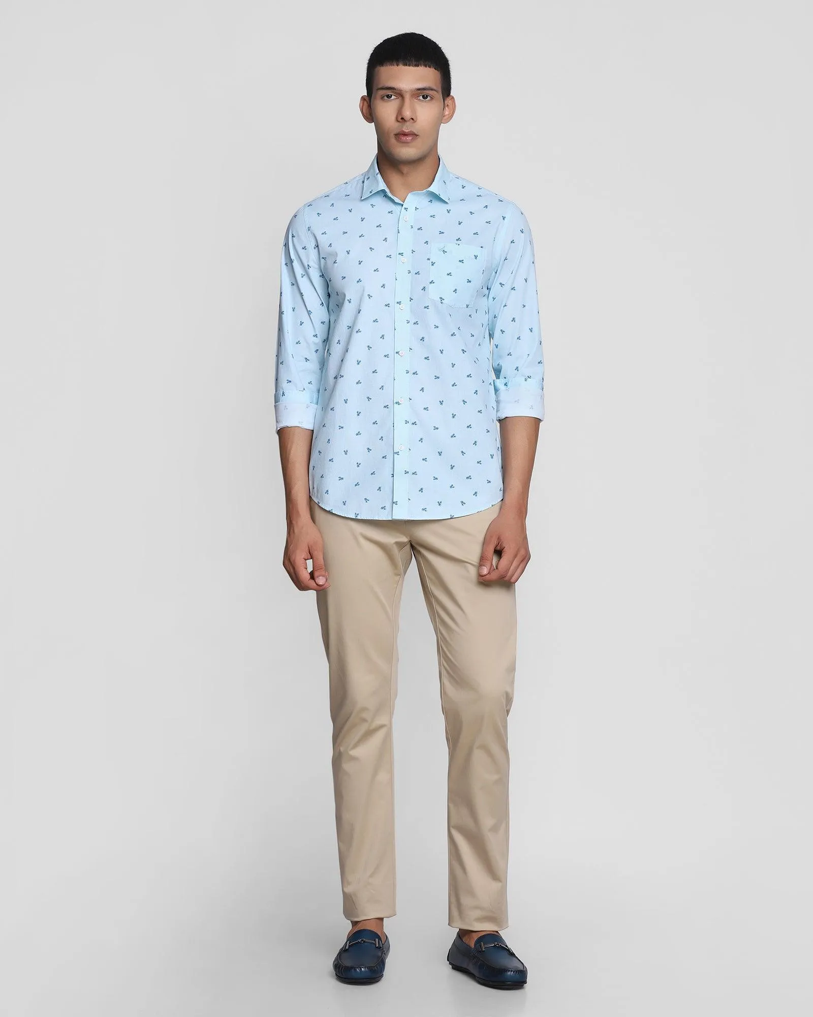 Casual Azul Blue Printed Shirt - Harren