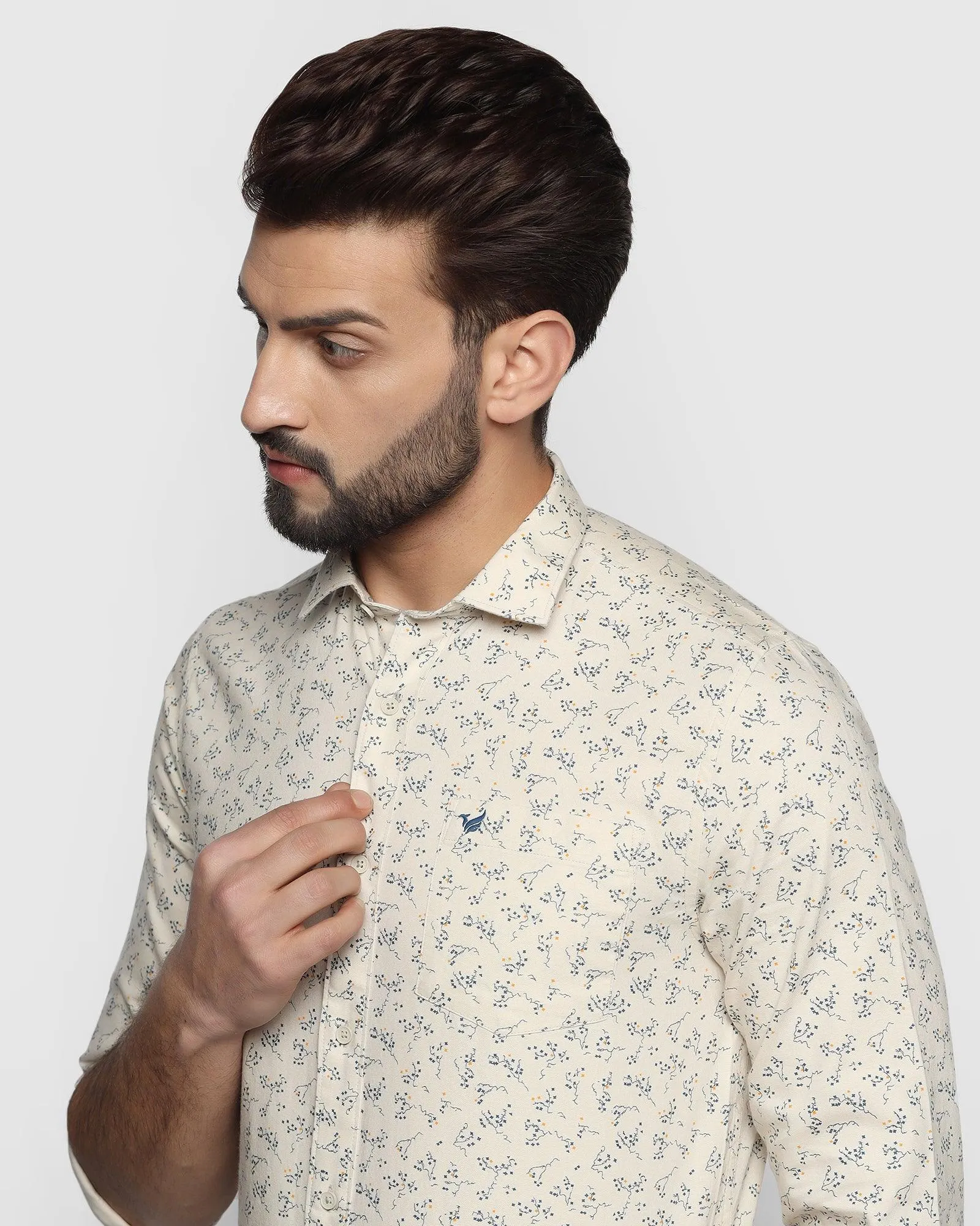 Casual Beige Printed Shirt - Filo