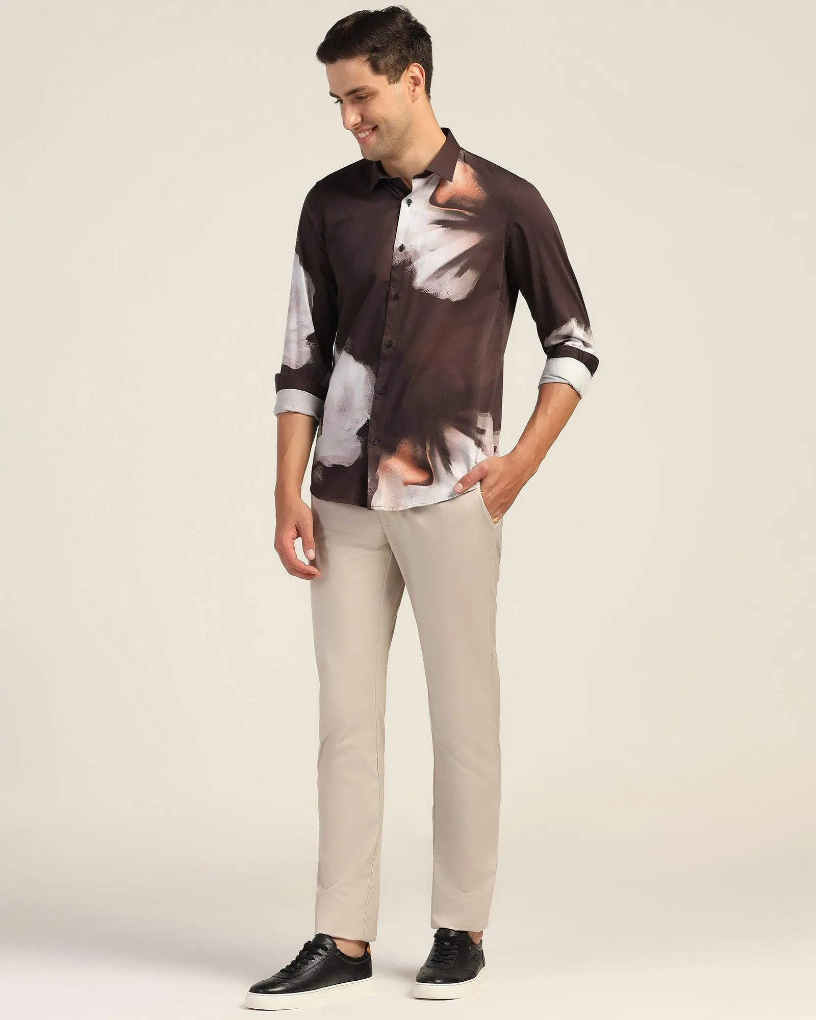 Casual Coffee Printed Shirt - Santo