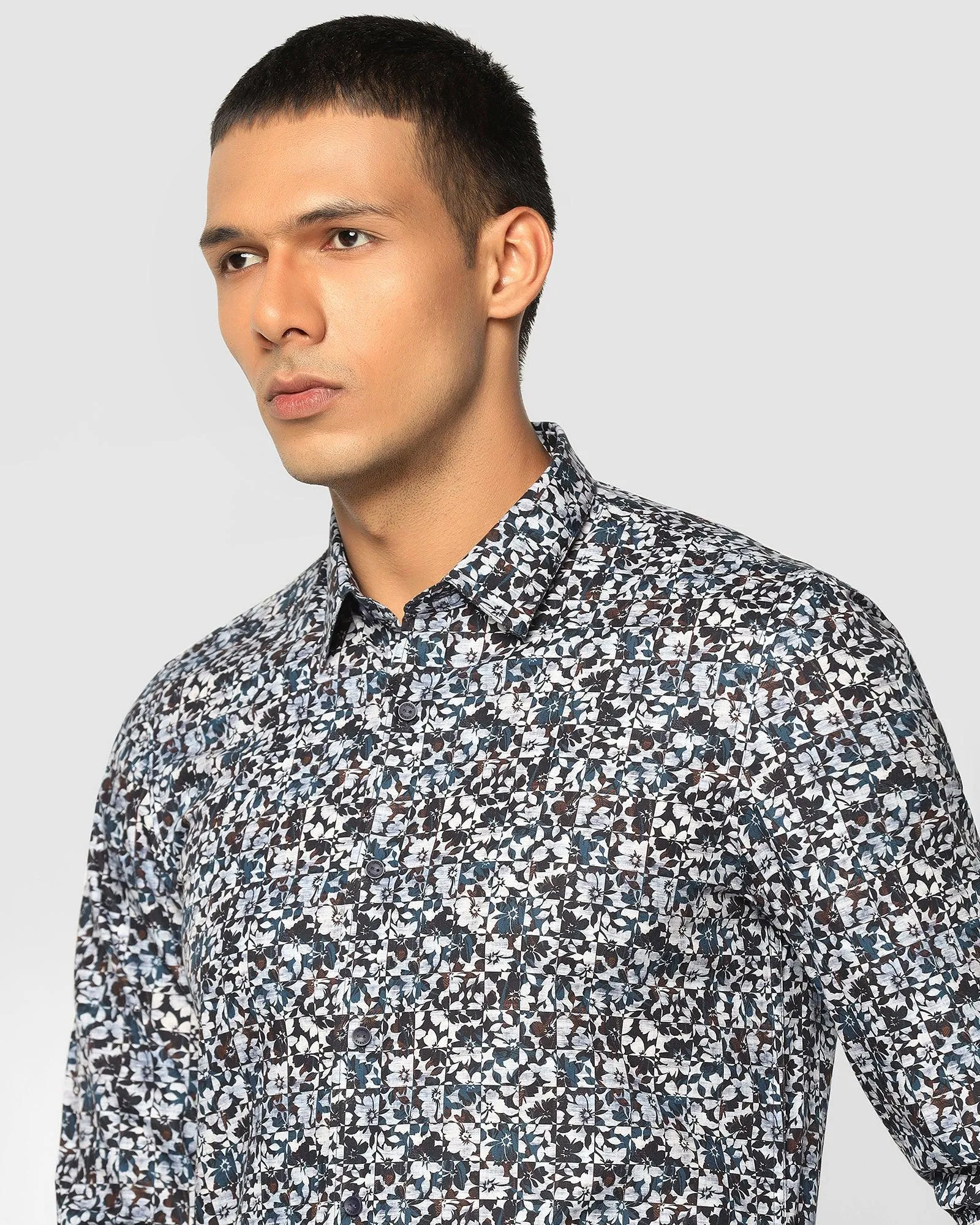 Casual Deep Blue Printed Shirt - Hans