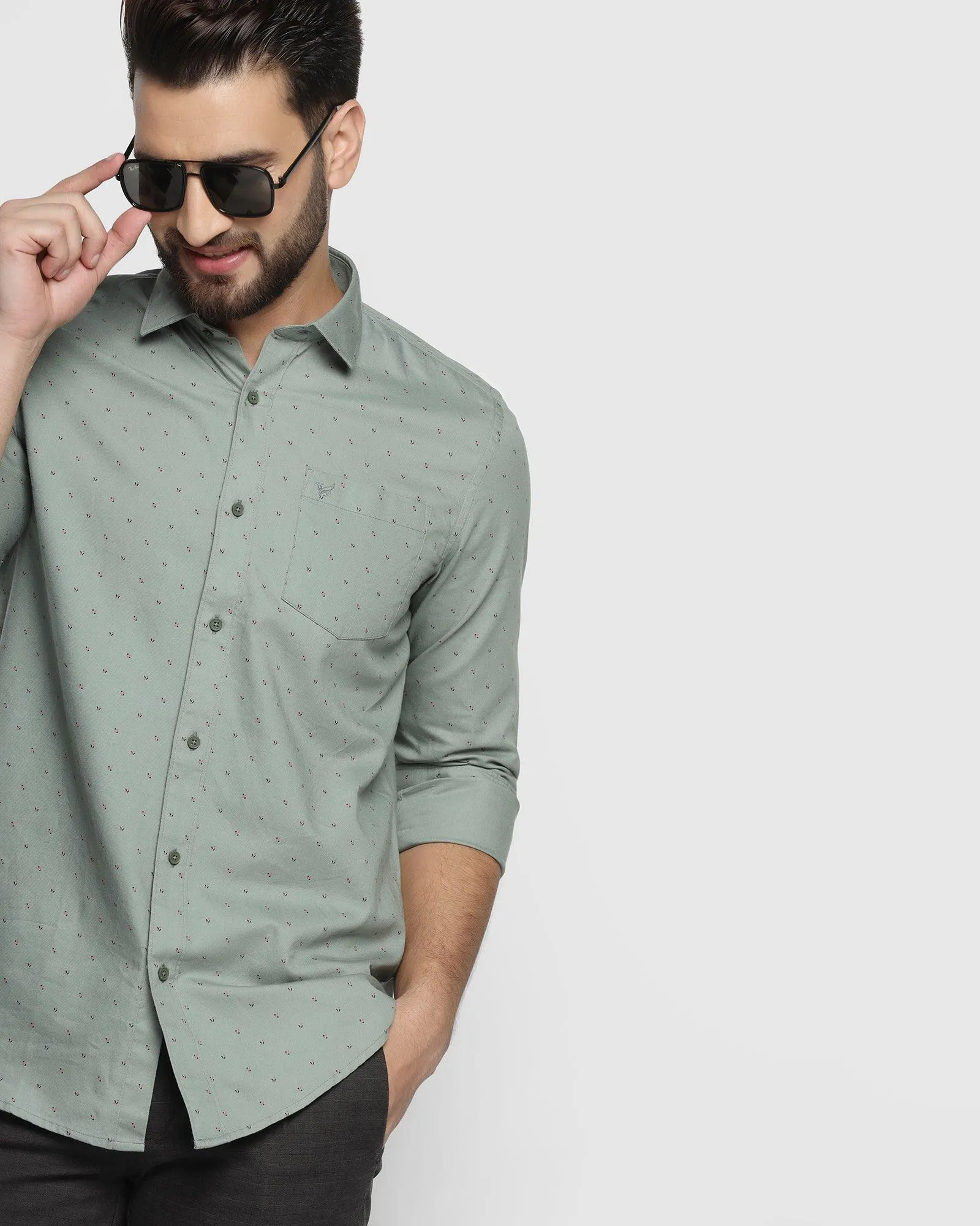 Casual Olive Printed Shirt - Germi