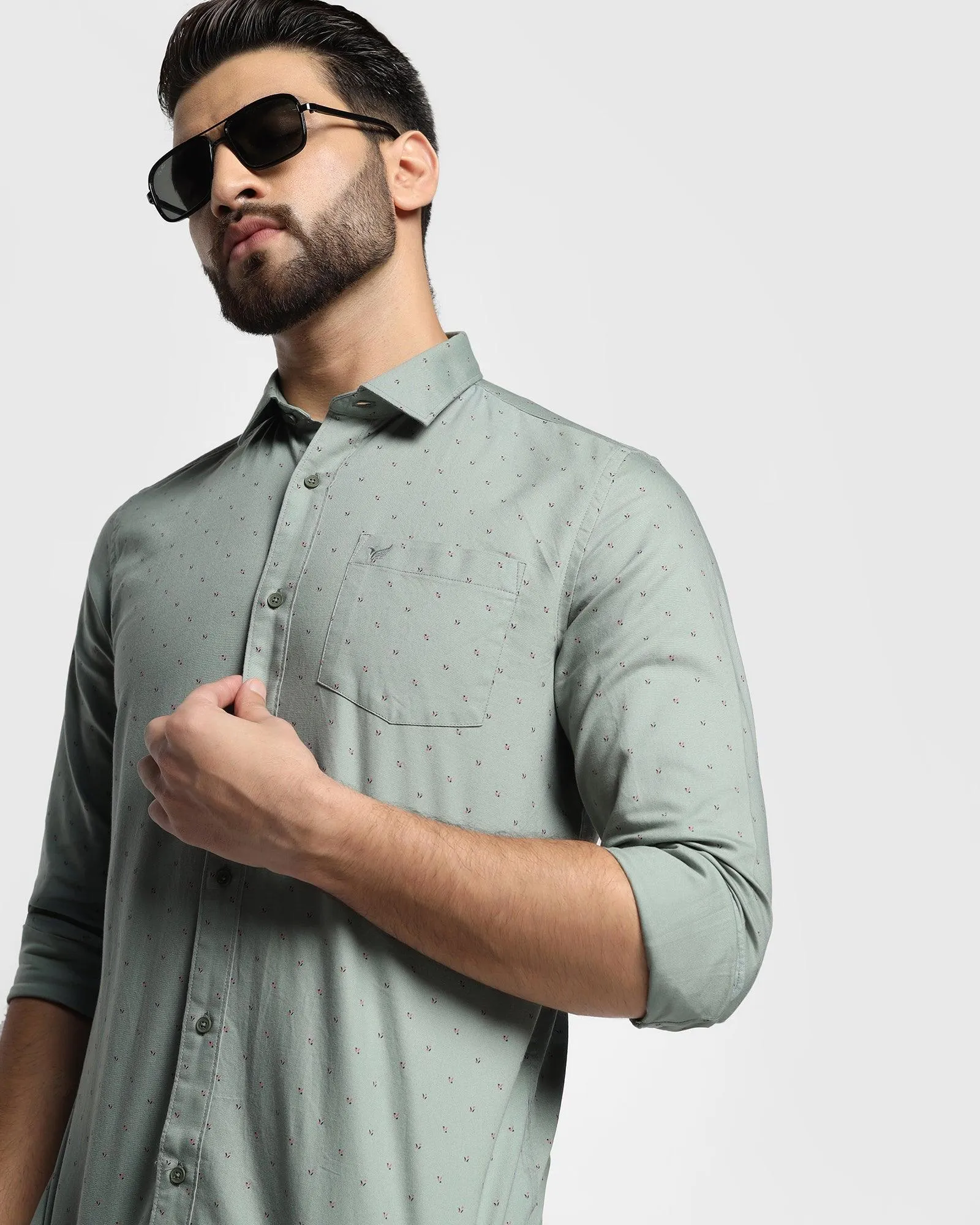 Casual Olive Printed Shirt - Germi