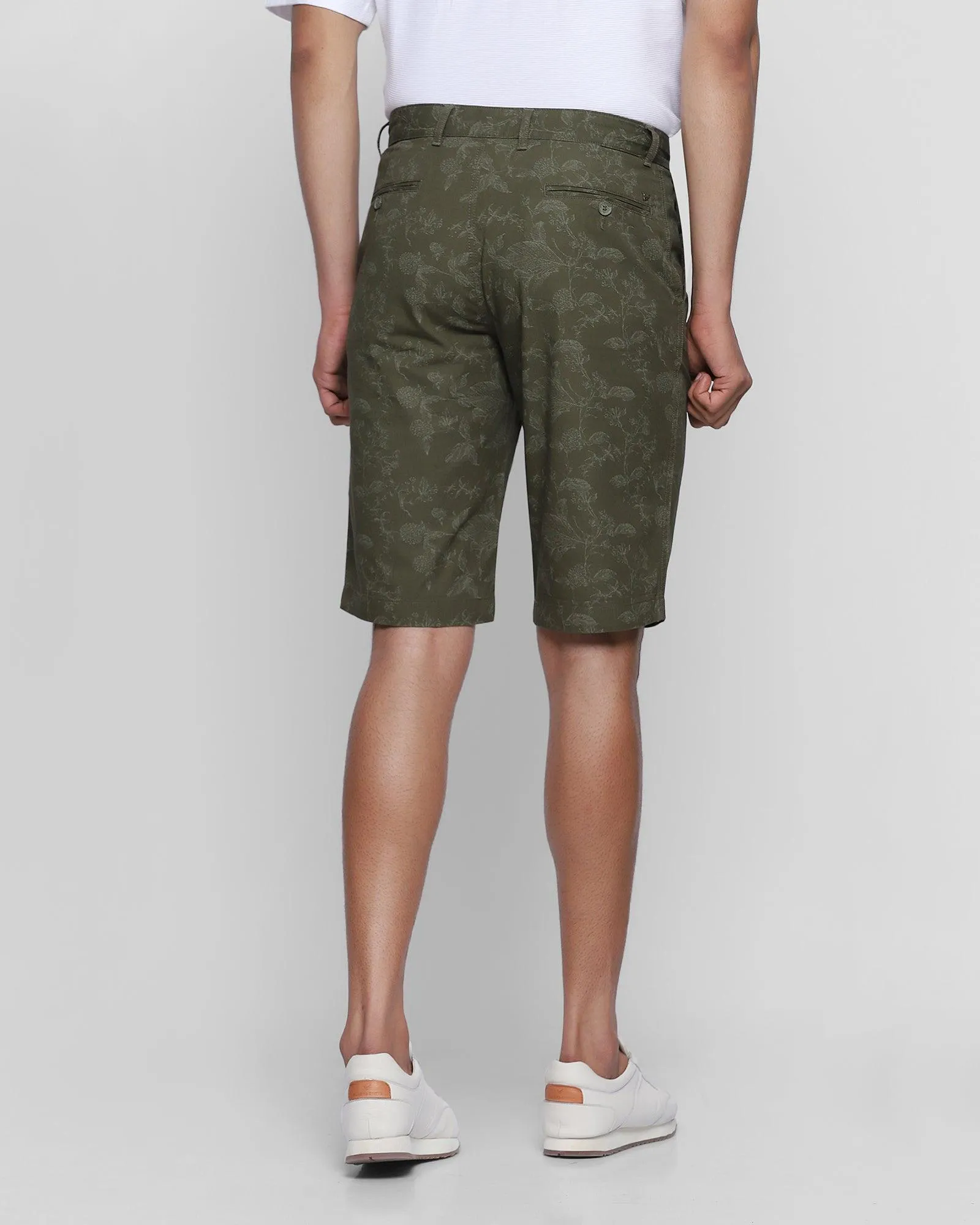 Casual Olive Printed Shorts - Fred