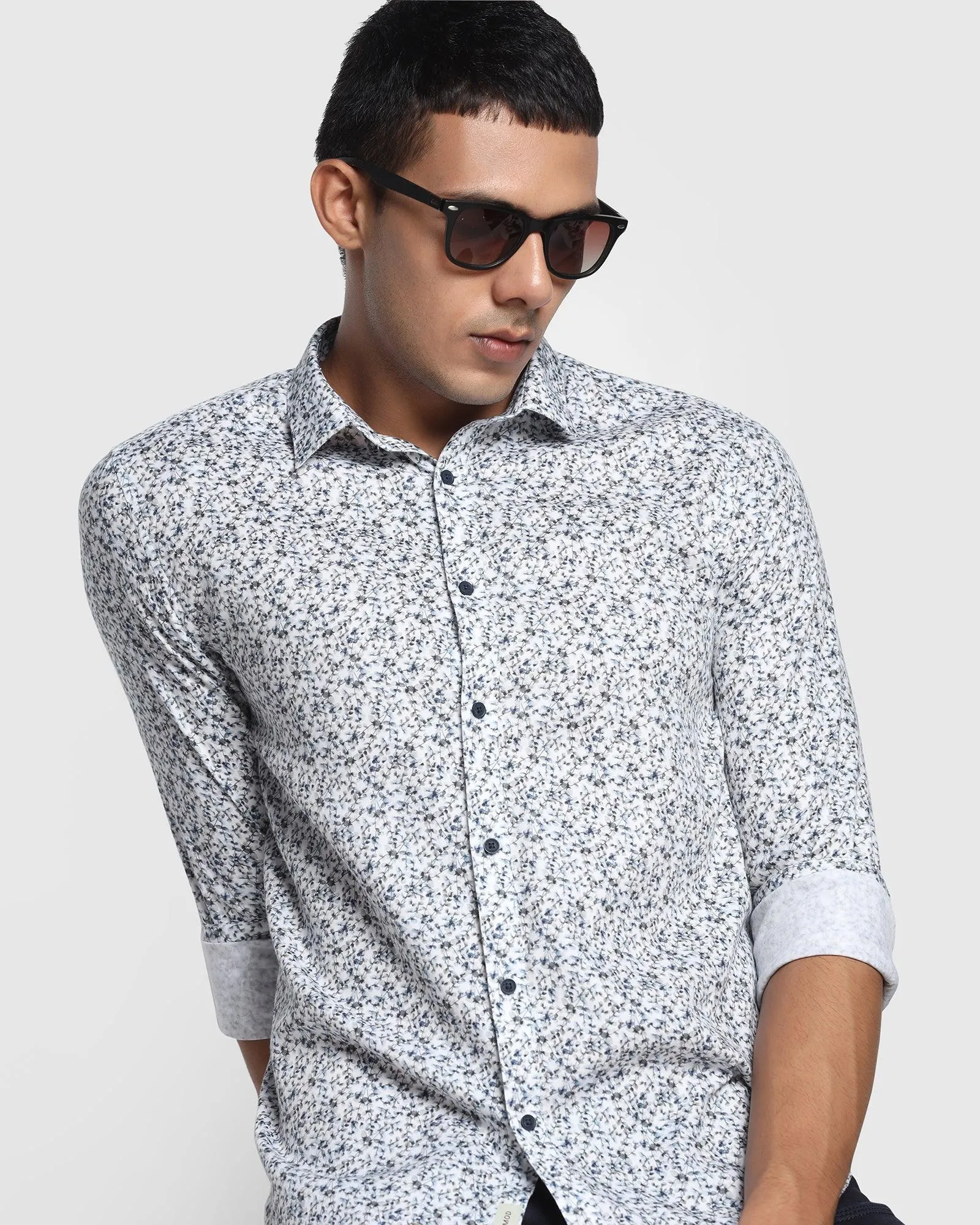 Casual White Printed Shirt - Lister