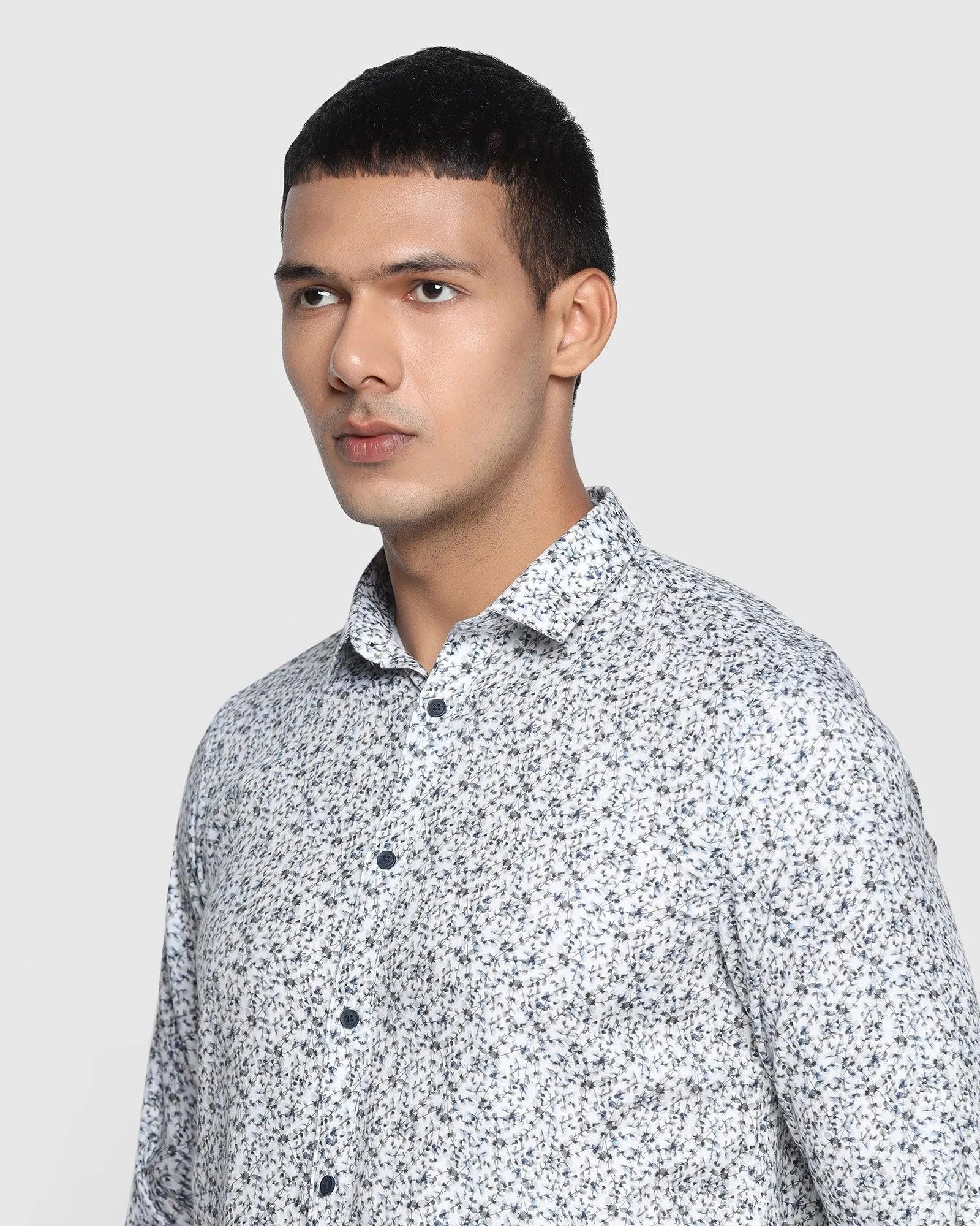 Casual White Printed Shirt - Lister