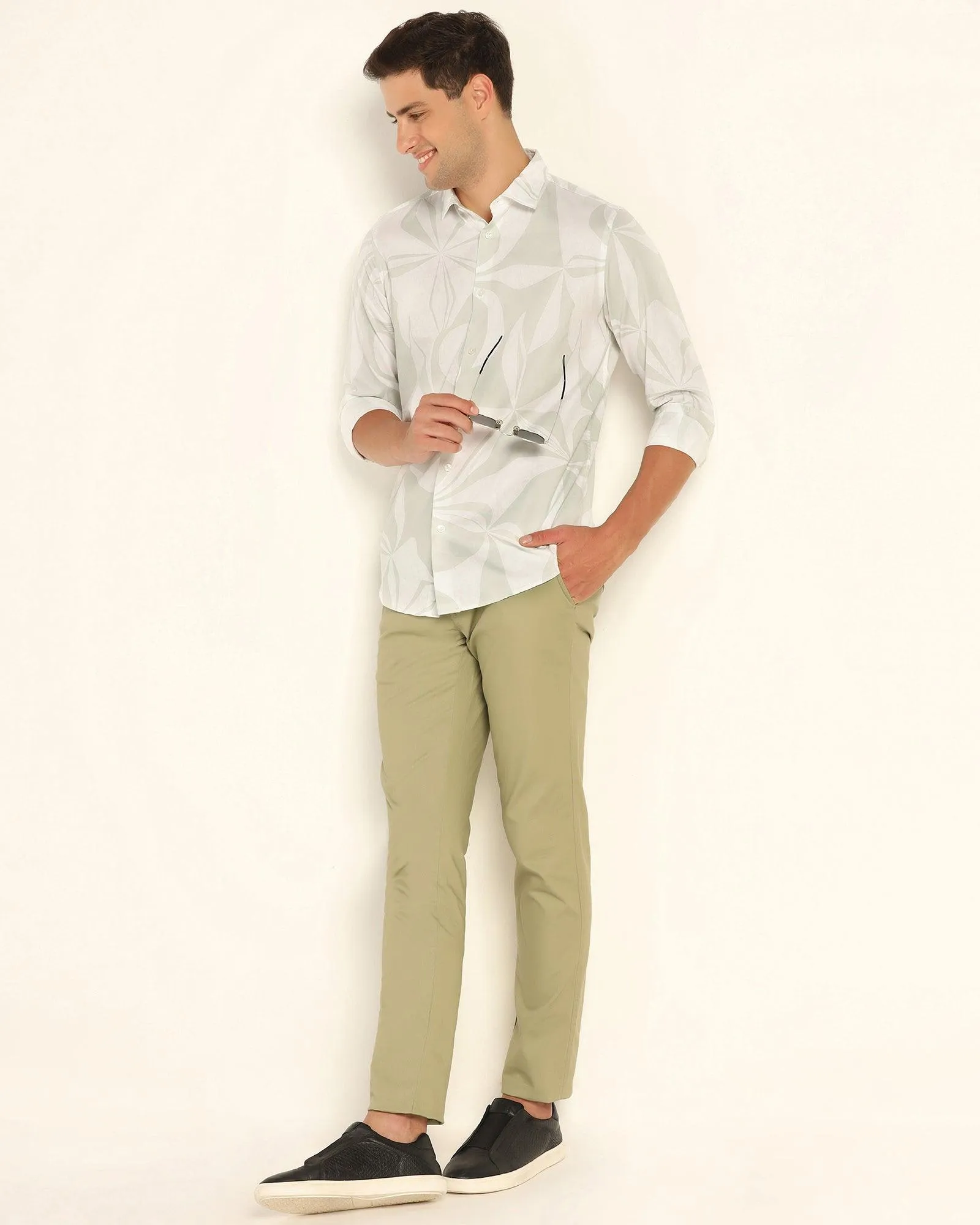 Casual White Printed Shirt - Tuna