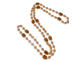 Chanel 1981 Vintage Amber Crystal Chicklet Long Necklace