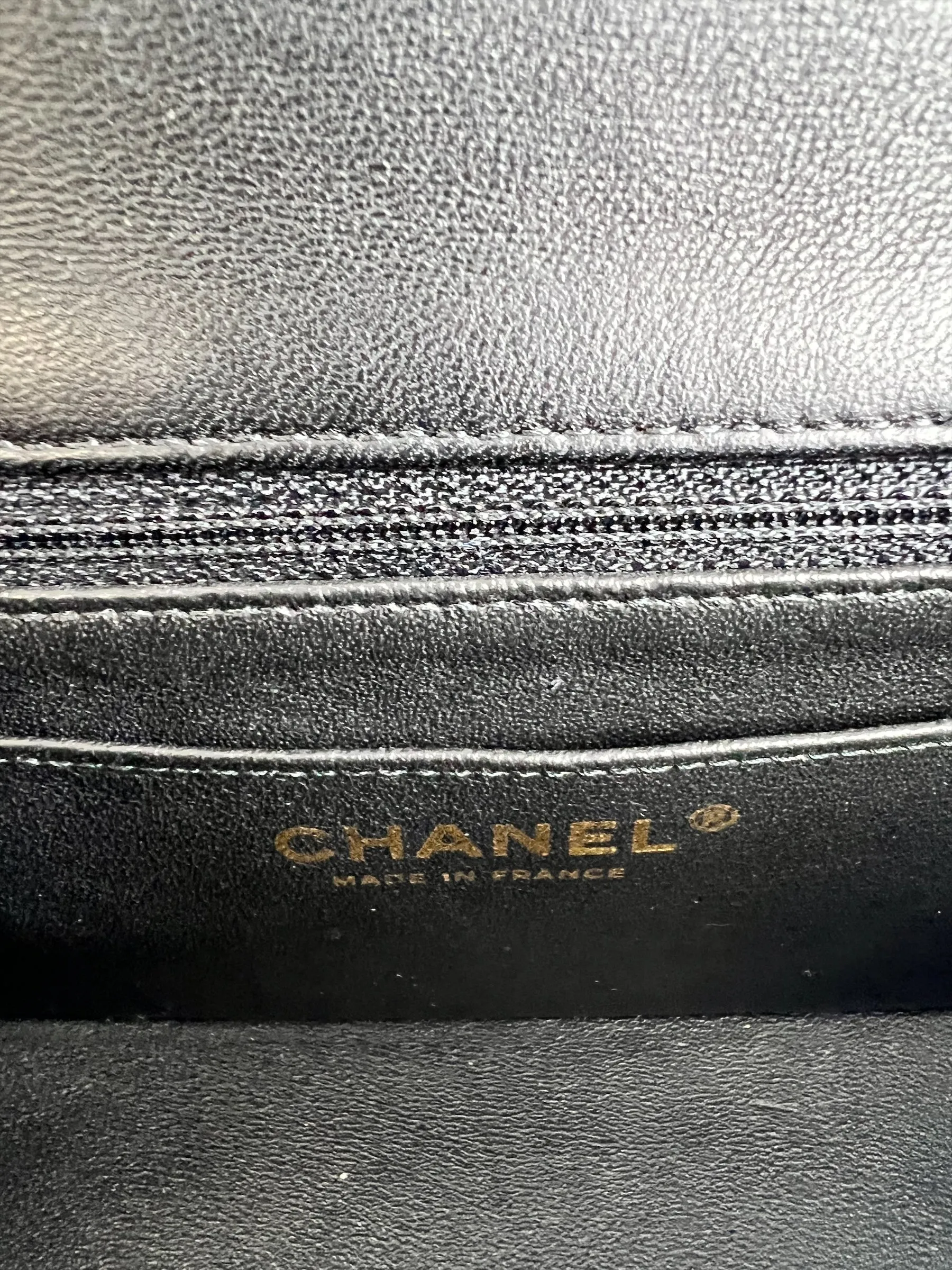 Chanel Black Lambskin Leather Mini Rectangular Flap