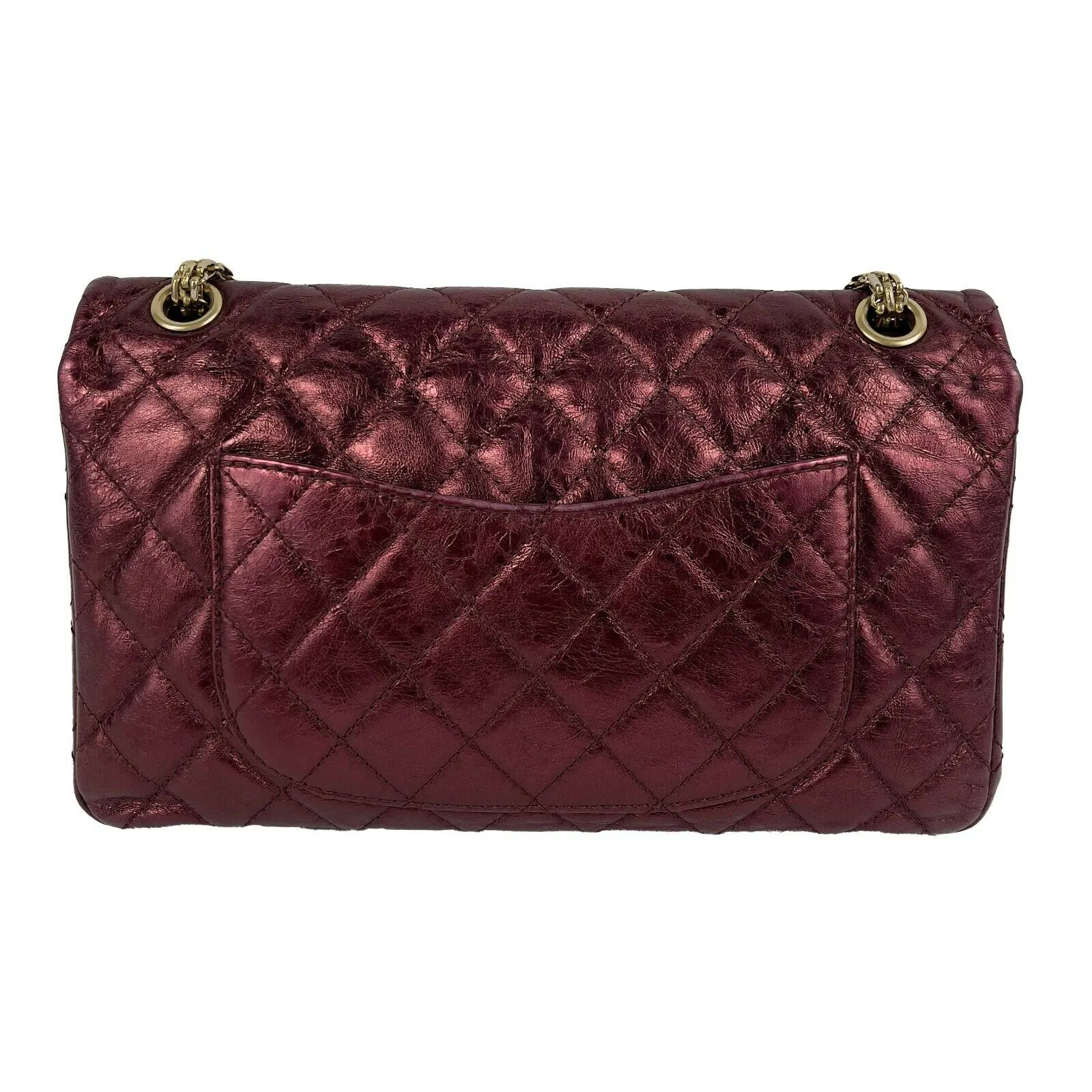 Chanel - Metallic Quilted Calfskin 2.55 Reissue 227 Double Flap - Maroon