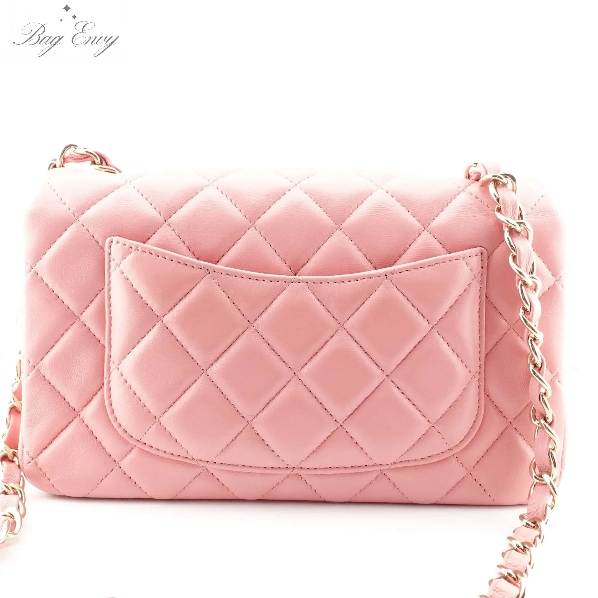 CHANEL Pink Lambskin Mini Classic Single Flap Bag