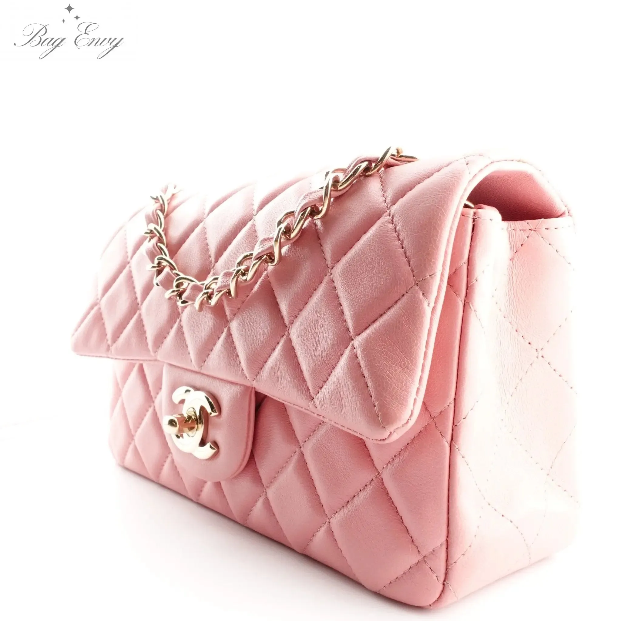 CHANEL Pink Lambskin Mini Classic Single Flap Bag