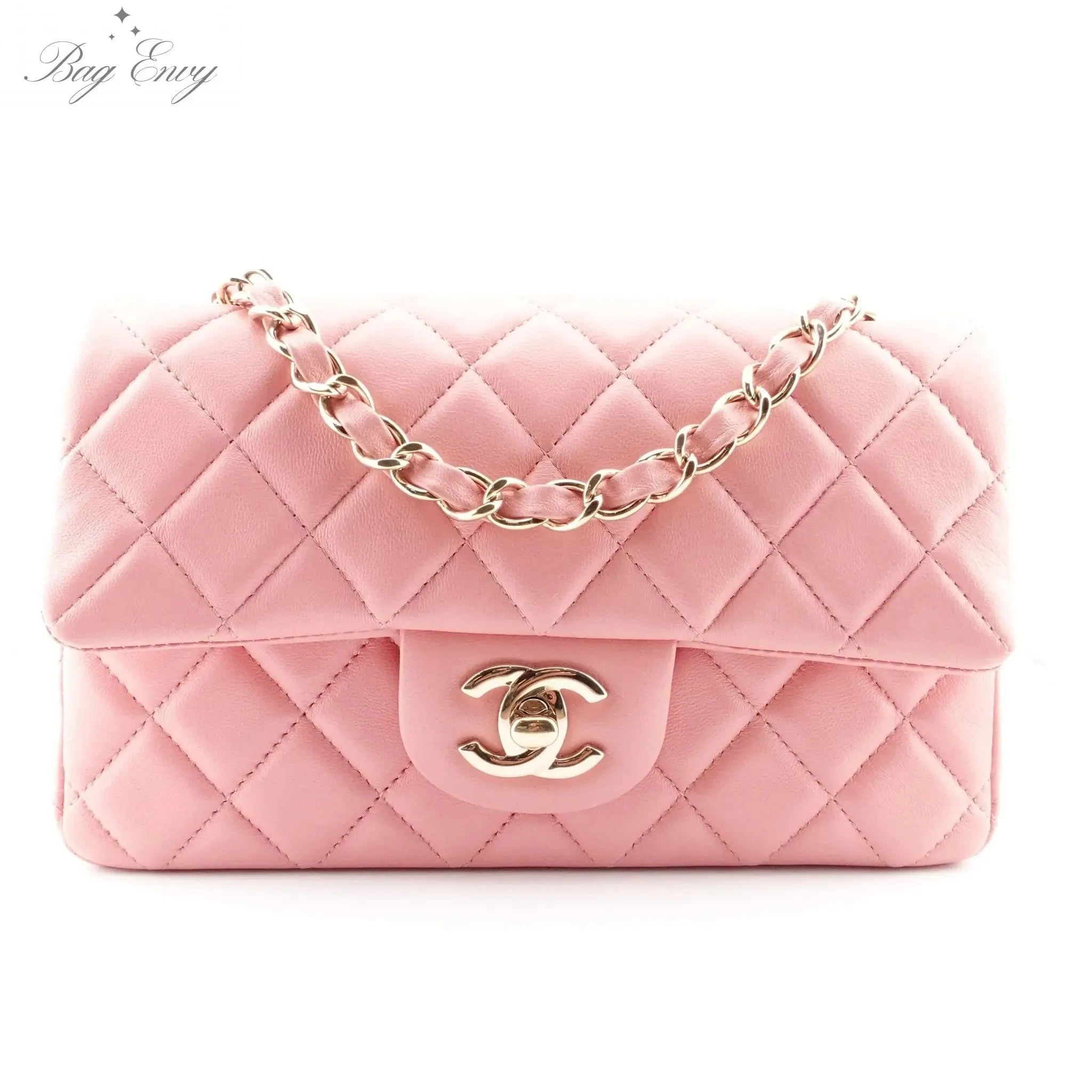 CHANEL Pink Lambskin Mini Classic Single Flap Bag