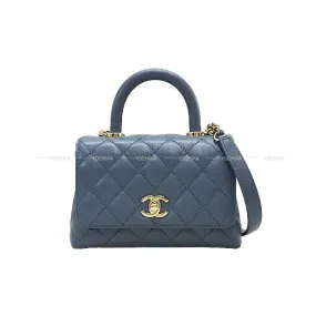 CHANEL Shoulder bag Matelasse COCO Handle XXS 2Way Chain Ashe blue Graind Calf(Caviarskin) Champagne Gold HW AS2215[BRAND NEW][Authentic]