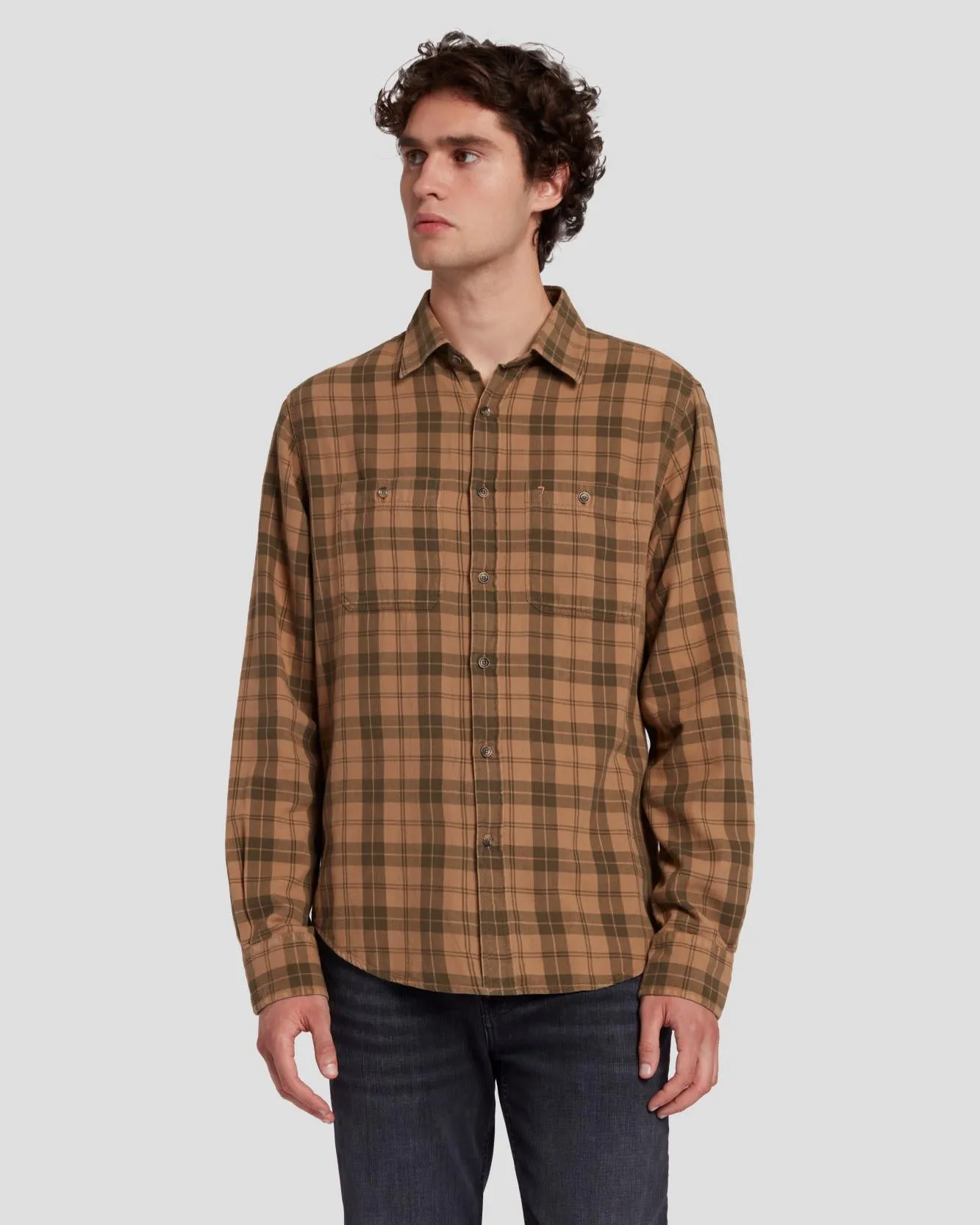 Checkered Overshirt in Sand