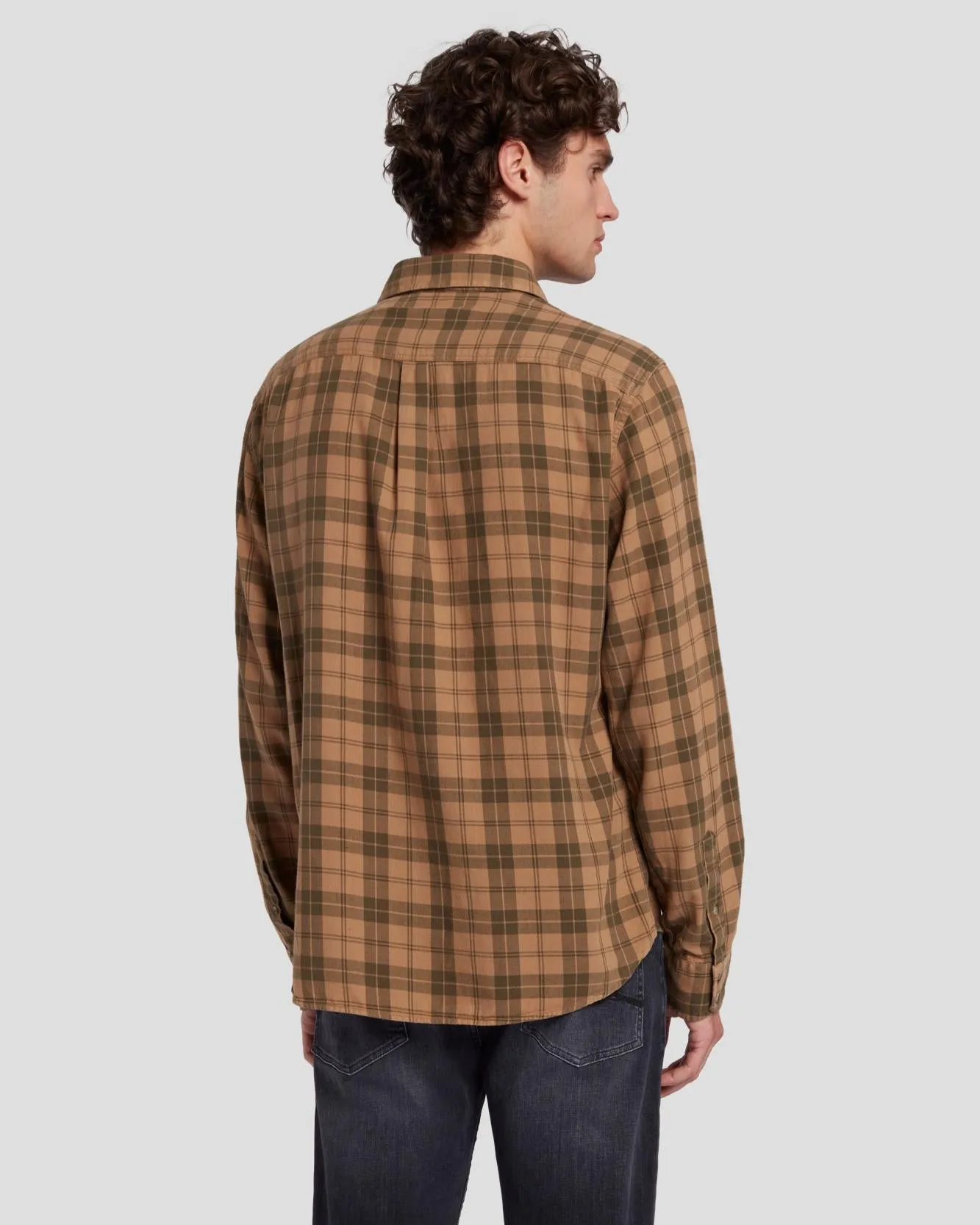 Checkered Overshirt in Sand