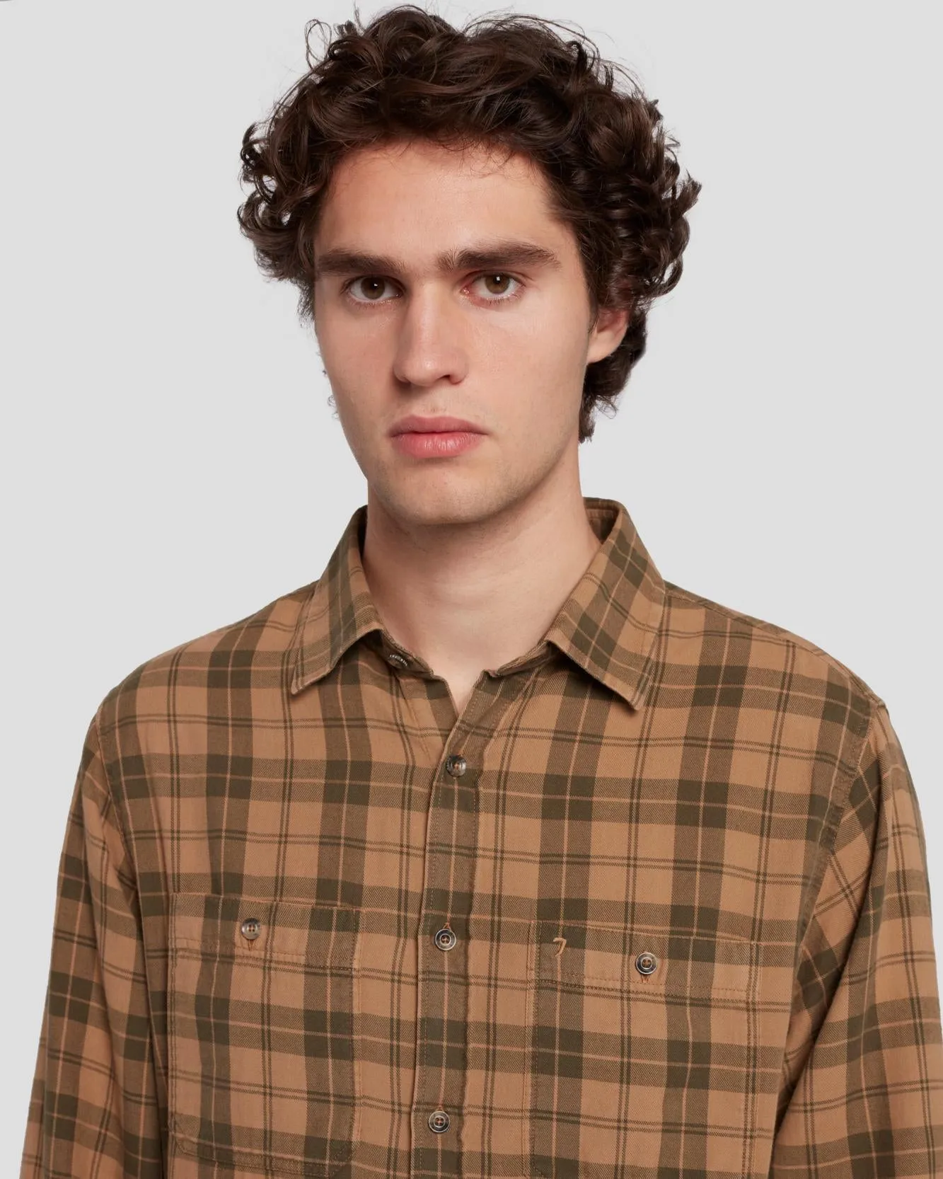 Checkered Overshirt in Sand