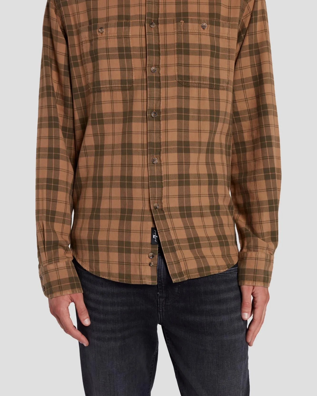 Checkered Overshirt in Sand