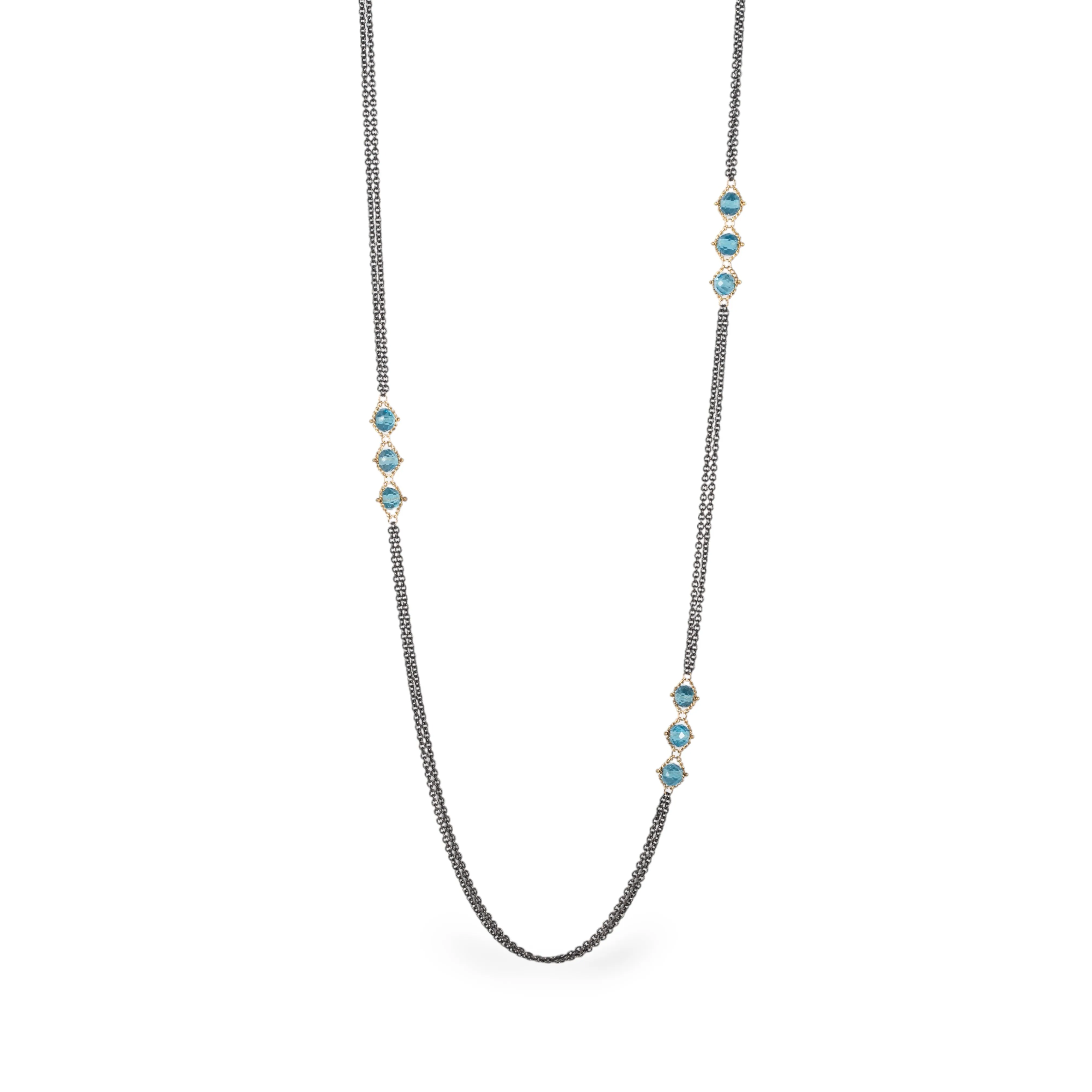 Contrast Asymmetrical Necklace in London Blue Topaz